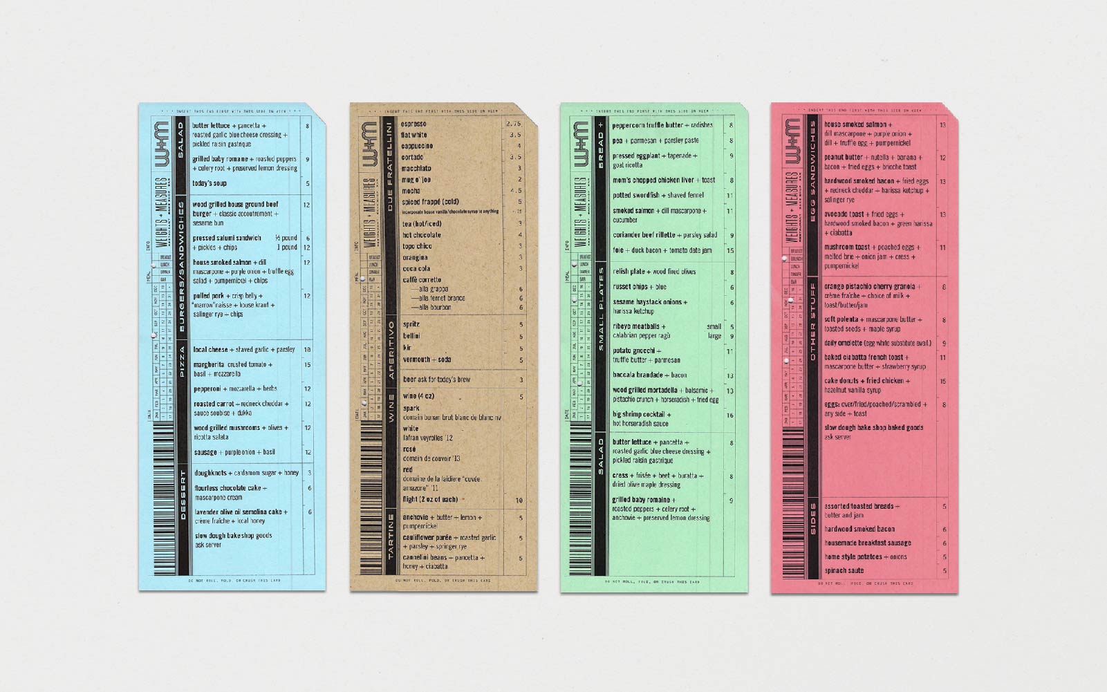 Weights & Measures menus